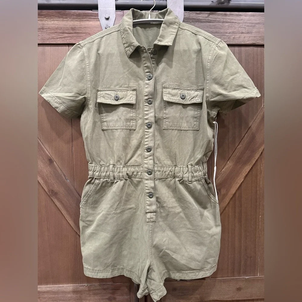 KanCan Olive Green Utility‎ Romper